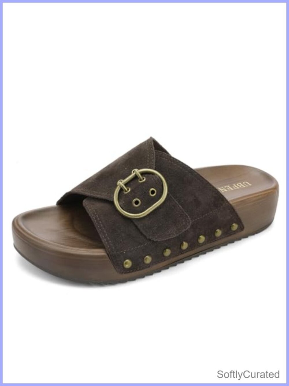 Suede Platform Slide Sandals Comfortable Slip-On Walking Shoes